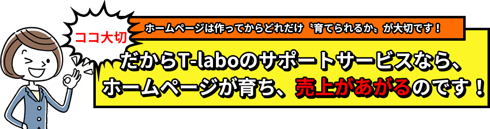 T-laboでホームページを作ると、他社と差がつき、売り上げが上がるのです!